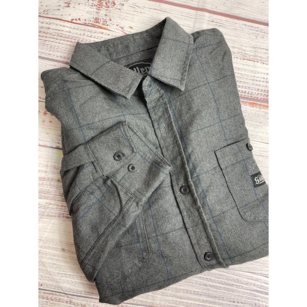 Sullen Art Collective Plaid Heavyweight‎ Long Sleeve Button Down Shirt sz Large